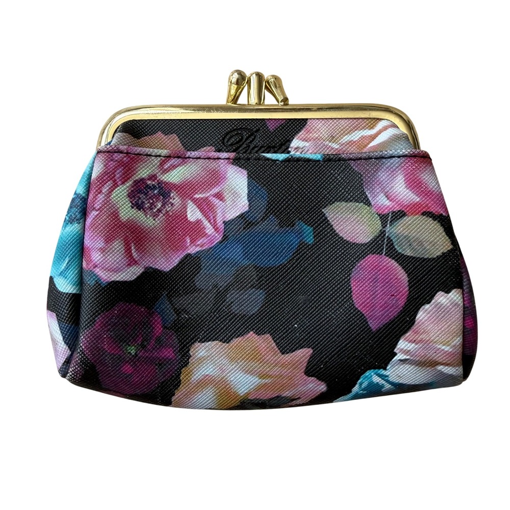 Buxton Floral Coin Purse Multicolor Kiss Lock Double Coquette feminine travel
